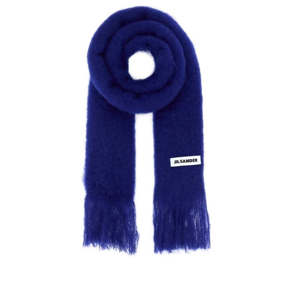 Jil Sander Men Blue Mohair Blend Scarf
